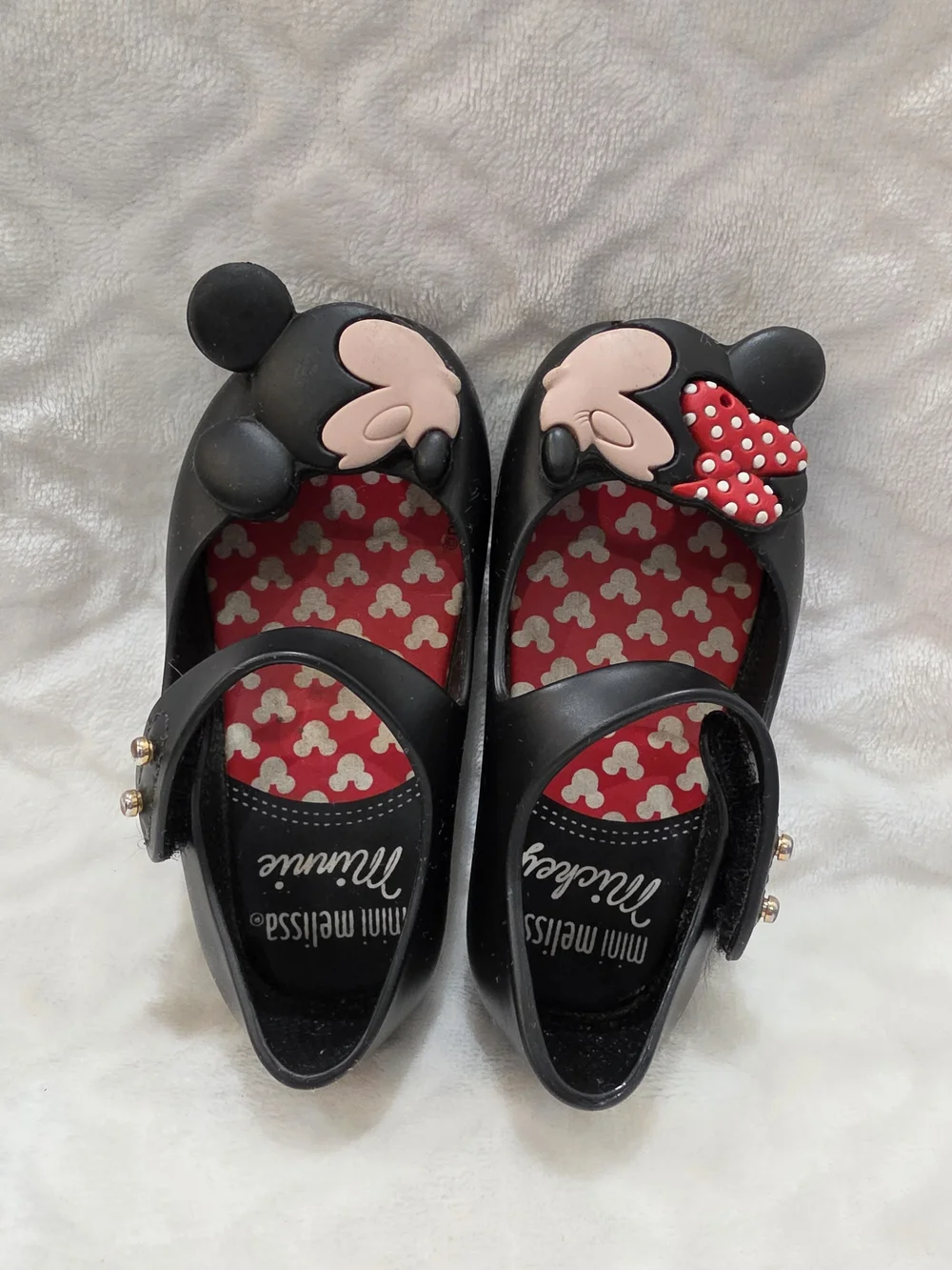 Mini Melissa Kids Sz 6 Toddler Black Mickey Minnie Mouse Kissing Jelly Shoes